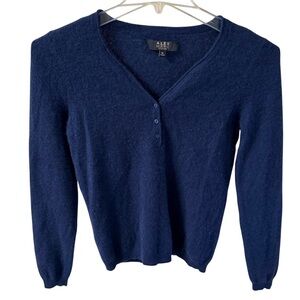 Alex Marie Cashmere Navy V-Neck Button Detail 100% Cashmere Sweater